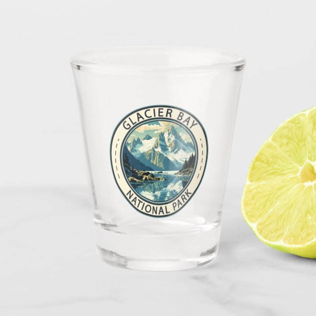 Glacier Bay National Park Illustration Travel Art Shot Glass (Front)