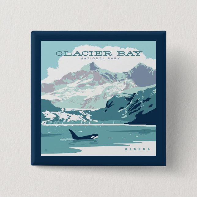 Glacier Bay National Park | Orca 15 Cm Square Badge (Front)