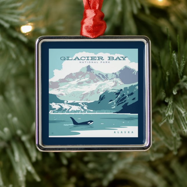 Glacier Bay National Park | Orca Metal Ornament (Tree)