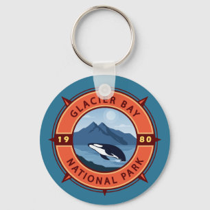 Glacier Bay National Park Orca Retro Compass Key Ring