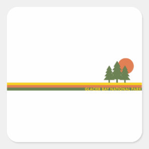 Glacier Bay National Park Pine Trees Sun Square Sticker