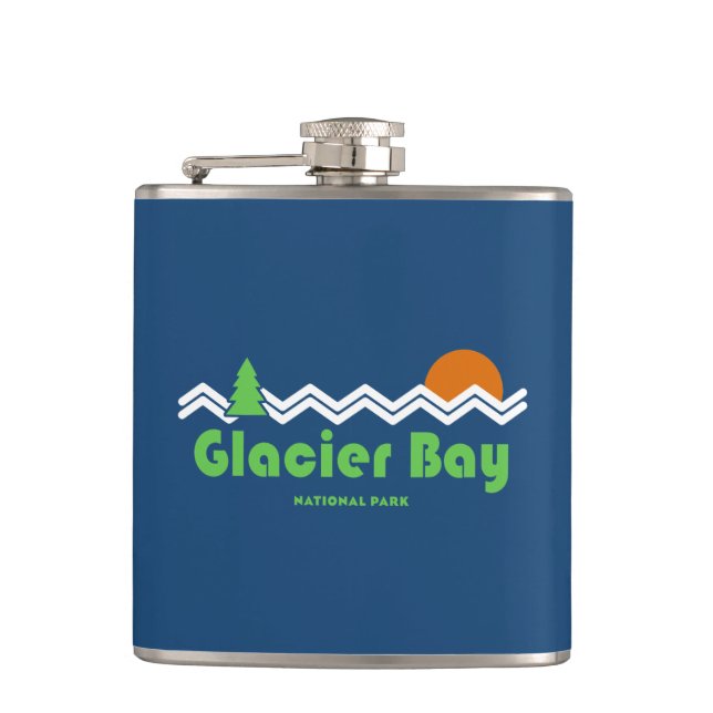 Glacier Bay National Park Retro Hip Flask (Front)
