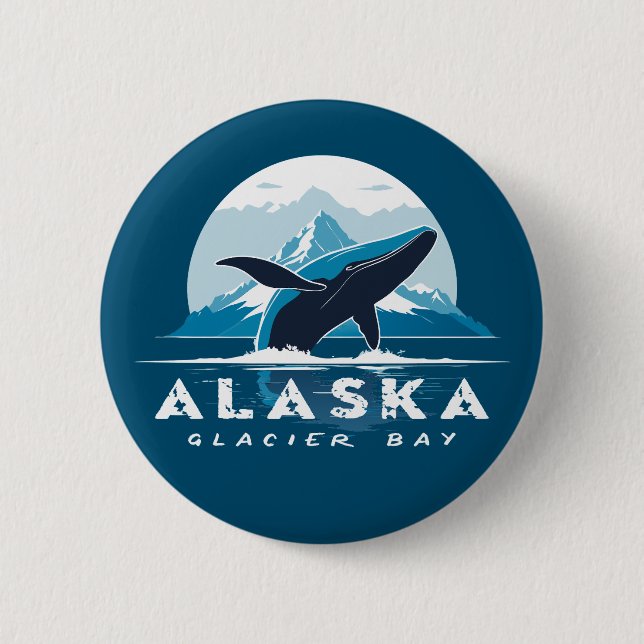 Glacier Bay Whale - Alaska 6 Cm Round Badge (Front)