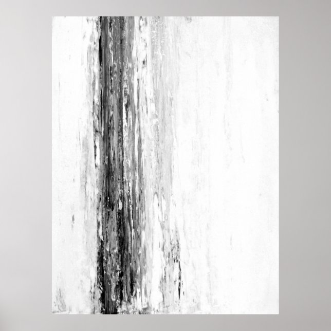'Glacier' Black and White Abstract Art Poster (Front)