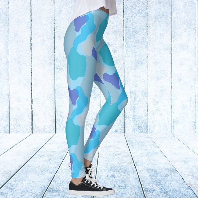 Glacier Blue Camo Pattern Leggings (Glacier Blue Camo Pattern Leggings)