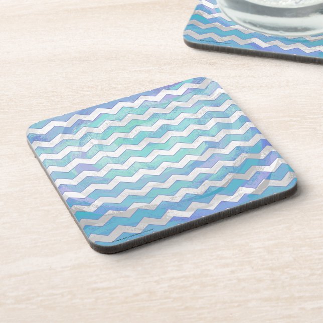 Glacier Blue Chevron Pattern Coaster (Left Side)