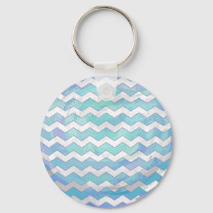 Glacier Blue Chevron Pattern Key Ring