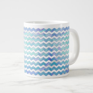 Glacier Blue Chevron Pattern Large Coffee Mug