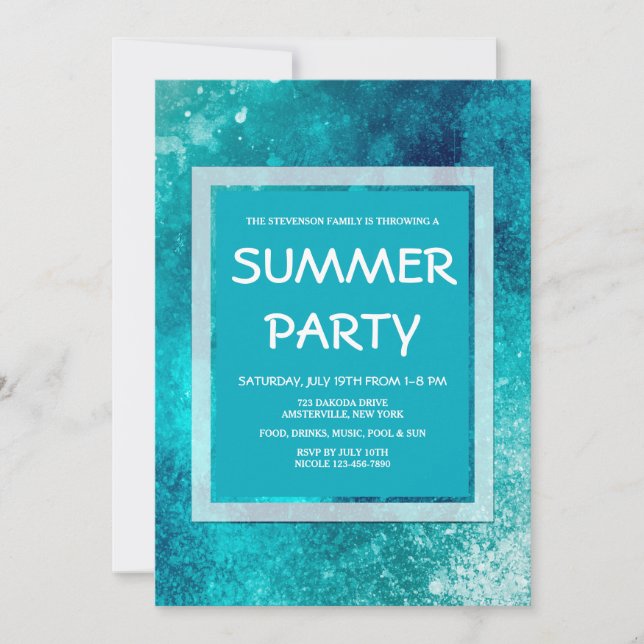 Glacier Blue Invitations (Front)