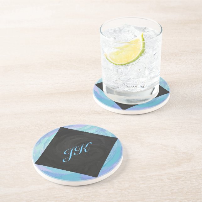 Glacier Blue Monogram Coaster (Side)