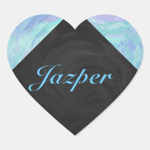 Glacier Blue Monogram Heart Sticker