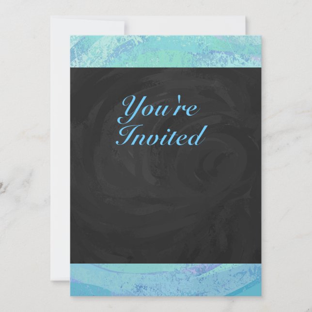 Glacier Blue Monogram Invitation (Front)