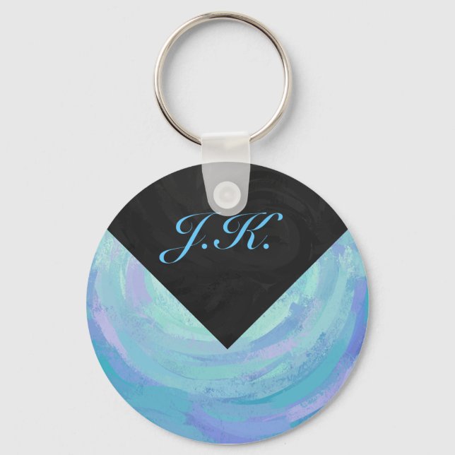 Glacier Blue Monogram Key Ring (Front)