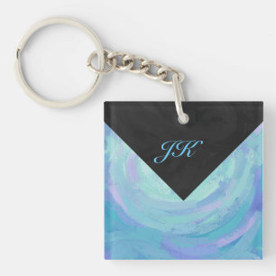 Glacier Blue Monogram Key Ring