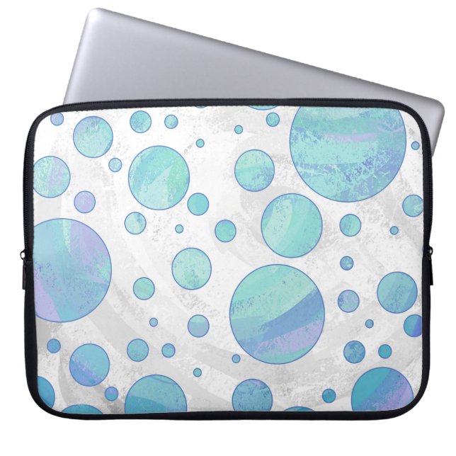 Glacier Blue Polka Dot Pattern Laptop Sleeve (Front)