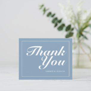 Glacier Blue & White Modern Minimalist Wedding Thank You Card