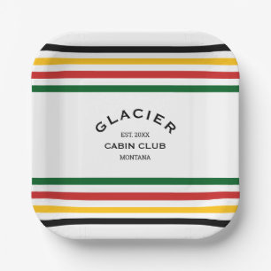 Glacier Cabin Club Custom Crest Park Stripe Paper Plate