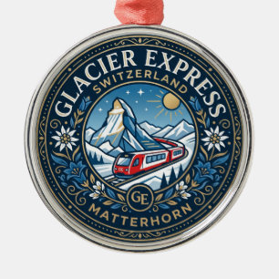 Glacier Express & Matterhorn, Switzerland Metal Ornament