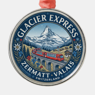 Glacier Express Route Switzerland Metal Ornament