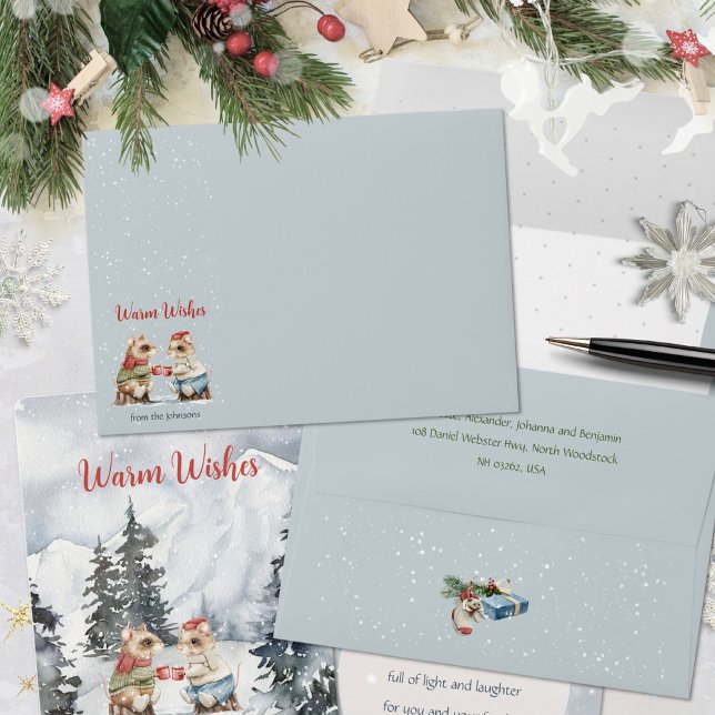 Glacier Gray Mice Tea Party Accent Wrap Envelope (Glacier Gray Mice Tea Party Accent Wrap Envelope ©Susanne Sachers - Sunny Mind 🌞)