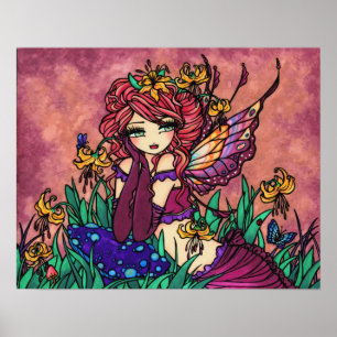 "Glacier Lily Fairy" Mushroom Fantasy Forest Art Poster