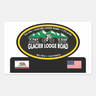GLACIER LODGE ROAD- BIG PINE, CA -"OVAL TROPHY" RECTANGULAR STICKER