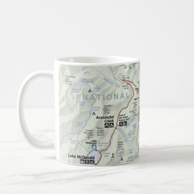 Glacier (Montana) map poster Coffee Mug (Left)
