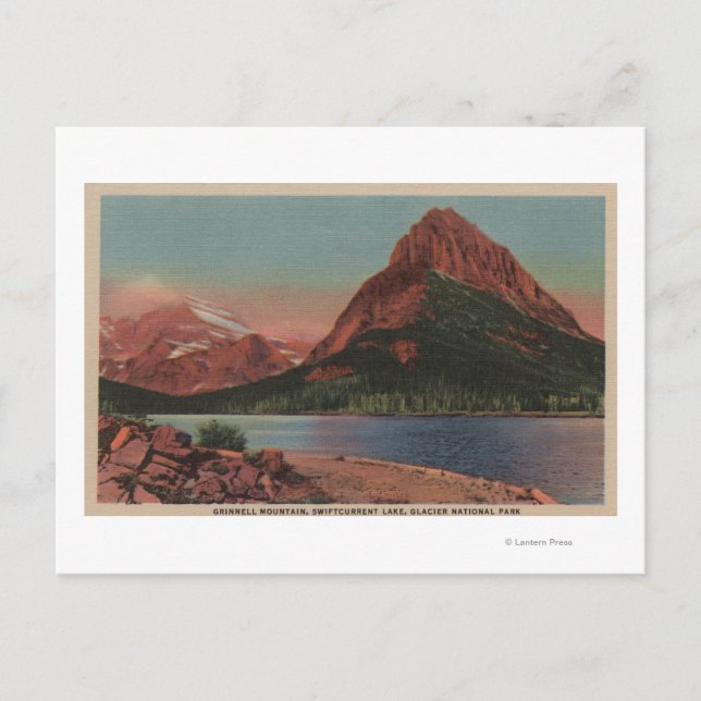 Glacier, MT - View of Grinnell Mt. & Swiftcurren Postcard (Front)