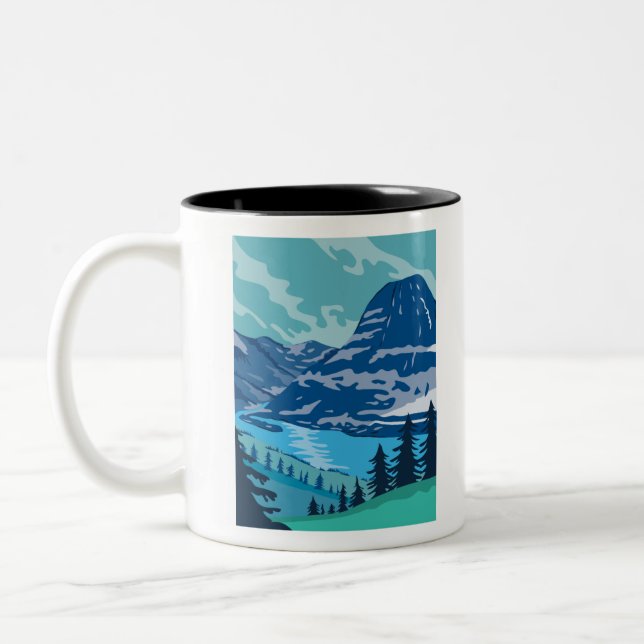 Glacier National Park and Kintla Lake in Montana Two-Tone Coffee Mug (Left)