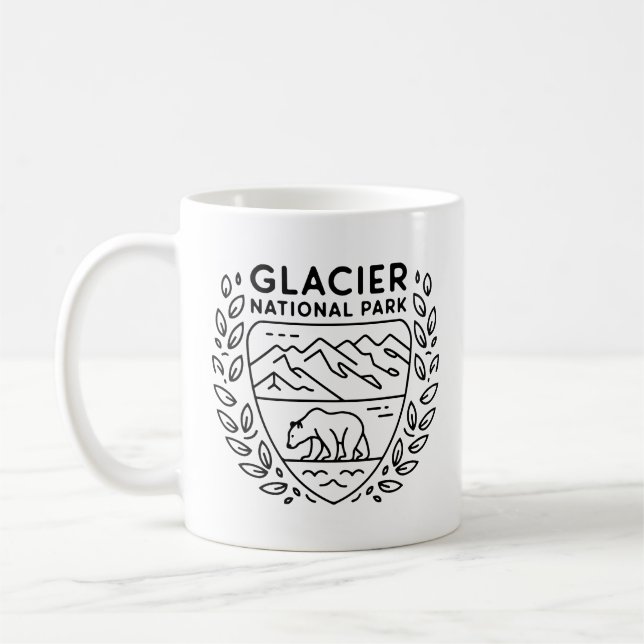 Glacier National Park Bear Emblem Coffee Mug (Left)