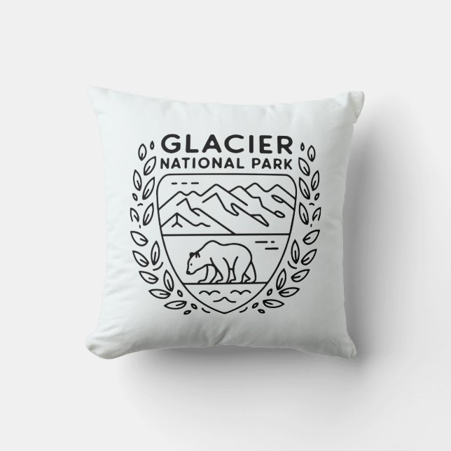 Glacier National Park Bear Emblem Cushion (Front)