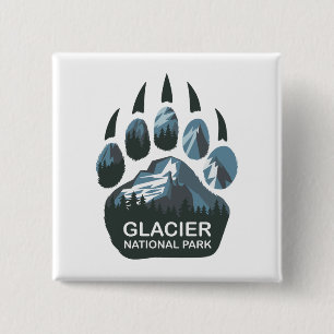 Glacier National Park Bear Paw 15 Cm Square Badge