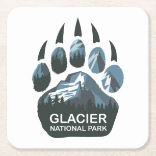 Glacier National Park Bear Paw Square Paper Coaster