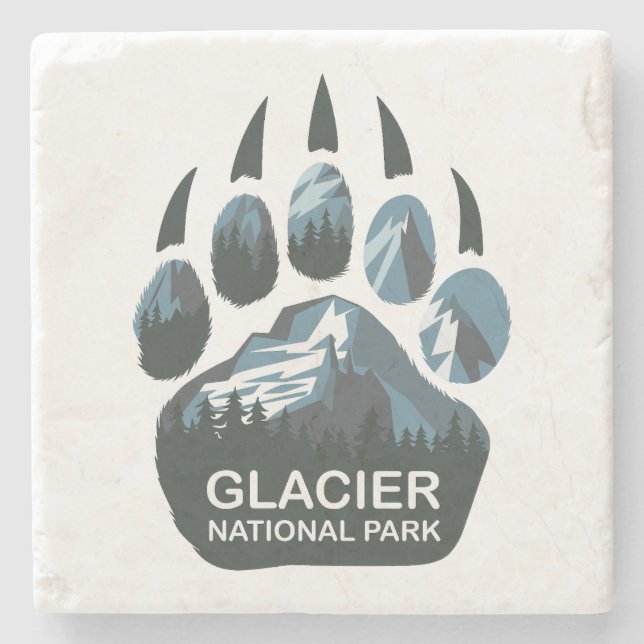 Glacier National Park Bear Paw Stone Coaster (Front)