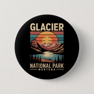 Glacier National Park Bear Vintage Montana Hiking 6 Cm Round Badge