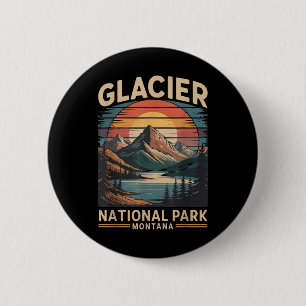 Glacier National Park Bear Vintage Montana Hiking 6 Cm Round Badge