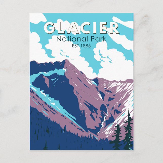 Glacier National Park Canada Travel Art Vintage Postcard (Front)