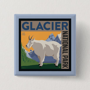 Glacier National Park   Goat 15 Cm Square Badge