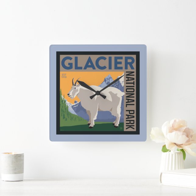 Glacier National Park | Goat Square Wall Clock (Home)