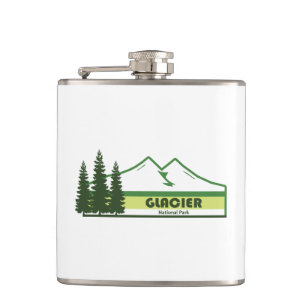 Glacier National Park Green Stripes Hip Flask