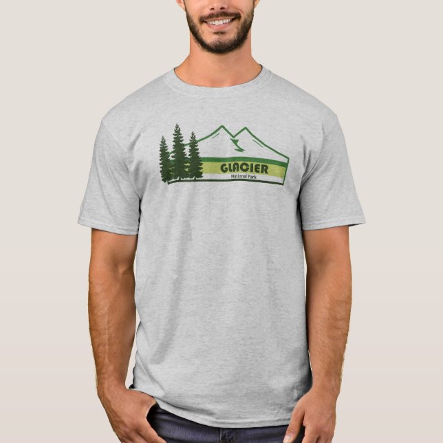 Glacier National Park Green Stripes T-Shirt (Front)