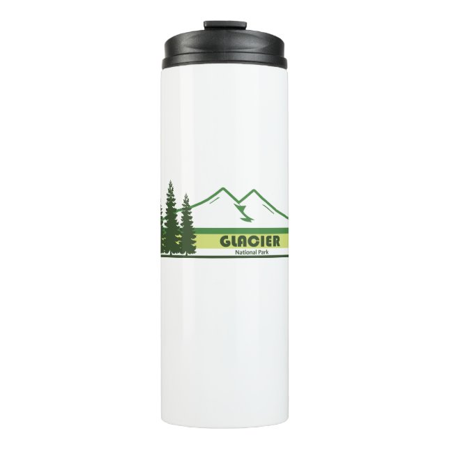 Glacier National Park Green Stripes Thermal Tumbler (Front)