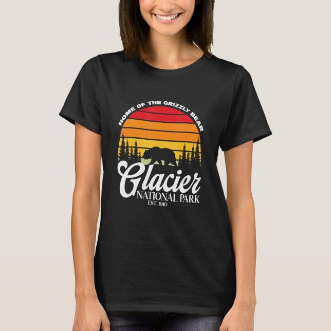 Glacier National Park Grizzly Bear Hiking Vacation T-Shirt (Front)