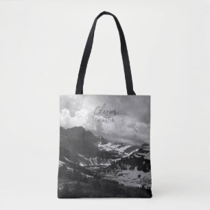 Glacier National Park Hidden Lake Black White Tote Bag