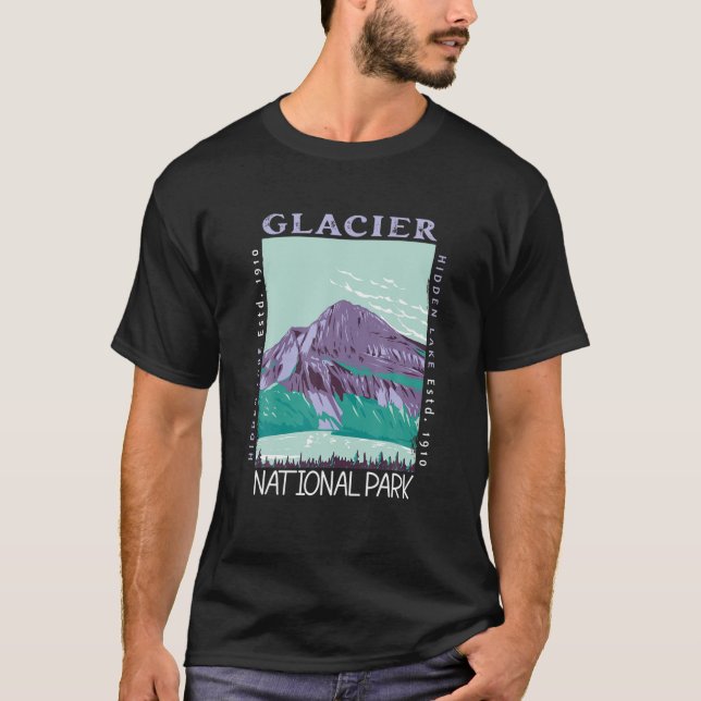 Glacier National Park Hidden Lake Montana Distress T-Shirt (Front)