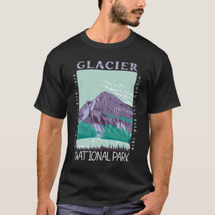 Glacier National Park Hidden Lake Retro Distressed T-Shirt
