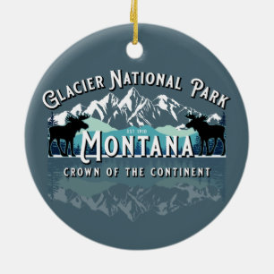 GLACIER NATIONAL PARK KEEPSAKE HOLIDAY CERAMIC ORNAMENT