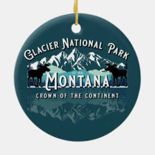GLACIER NATIONAL PARK KEEPSAKE HOLIDAY CERAMIC ORNAMENT