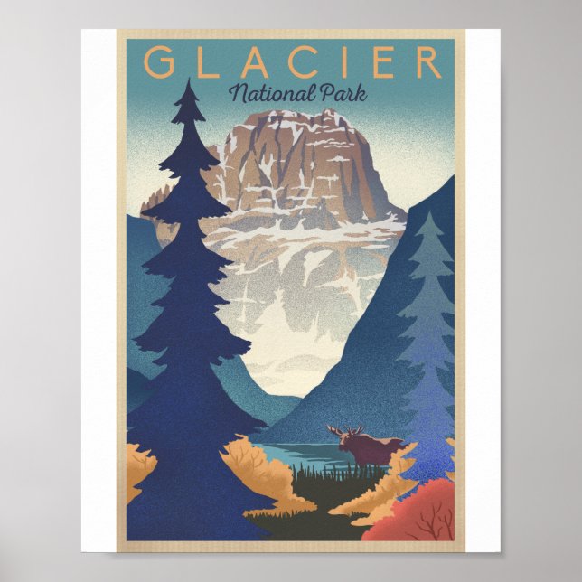 Glacier National Park Litho Artwork Poster (Front)