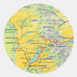 Glacier National Park Map Classic Round Sticker